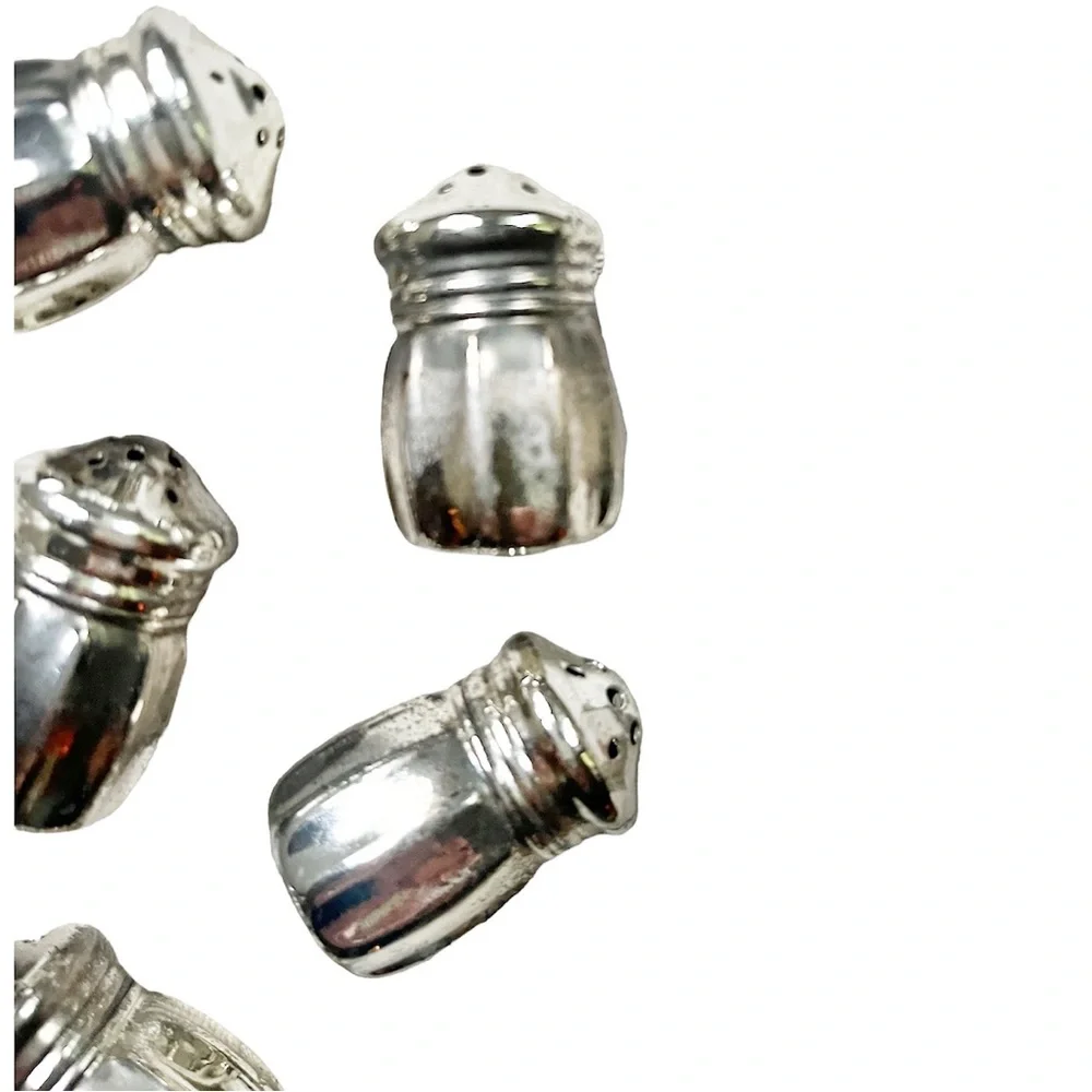 Beautiful Set of 6 Silver-Plated Individual Salt & Pepper Shakers
